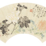 石雲潤（清）紫薇紅菊