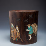 「孝感天地」玉雕彩繪嵌木筒