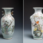 粉彩仕女圖雙耳瓶/粉彩花鳥鋪首耳瓶