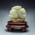 玉雕靈芝童子擺件