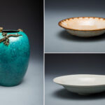 清乾隆 爐鈞釉蟠螭罐/白瓷箍金邊刻花魚紋盤/白瓷印花龍紋盤