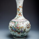 清康熙 五彩群仙賀壽天球瓶